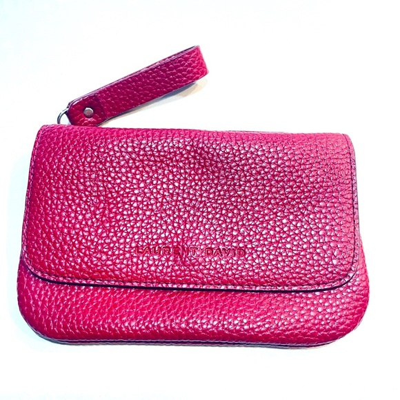 LAURENT DAVID PEBBLED PATTERN
RED MINI BAG MINI PURSE WALLET ZIPPER SNAP CLOSURE - Picture 1 of 13